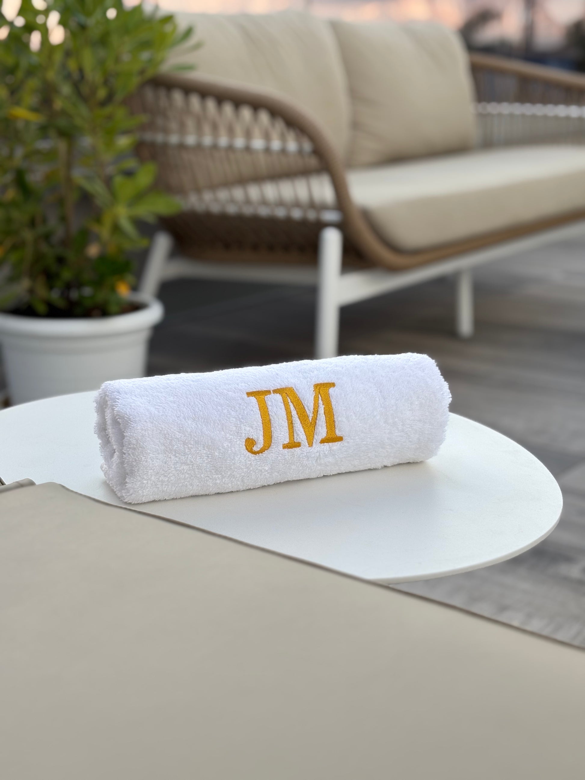 Personalisiertes Handtuch gerollt